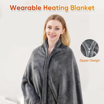 Portable Heated Blanket Shawl, USB Heated Blanket Shawl 59'' X 33.5'' Wearable Electric Blanket Small without Battery Pack Adjustable 3 Levels Fast Heating Electric Throw Machine Washable USB Heated Wrap for Office/Home,Soft Heated Throw Blanket